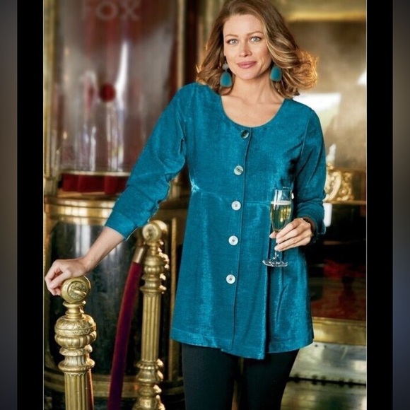 Soft Surroundings‎ Fiona Shirt Button Front Shacket Tunic Blouse Top - Picture 2 of 11